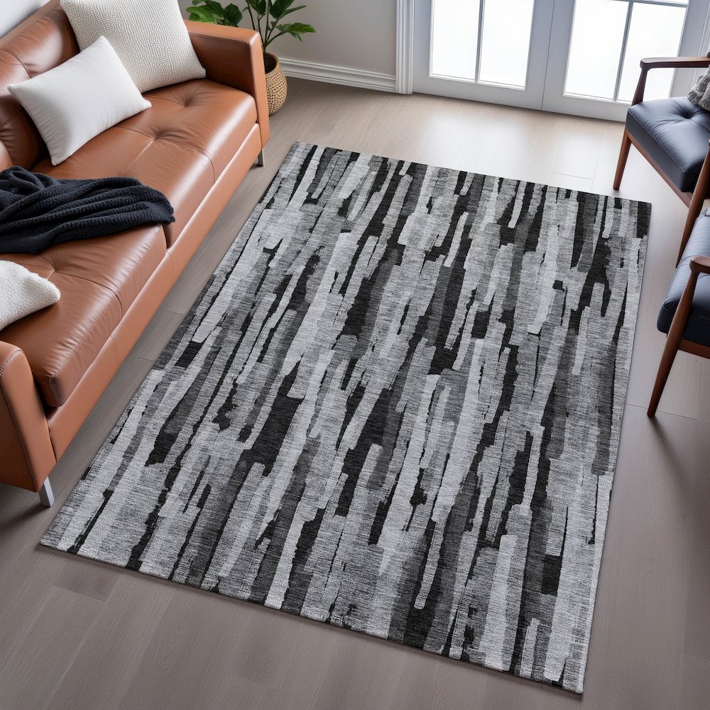 Premium Machine Washable Mayfield AMF1079 Gray 5' x 7'6" Rug. Picture 6