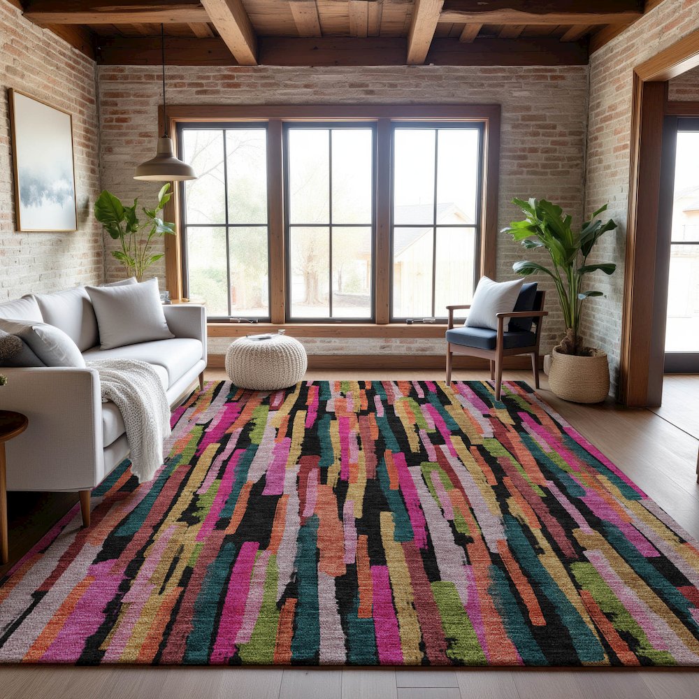 Premium Machine Washable Mayfield AMF1079 Pink 5' x 7'6" Rug. Picture 5