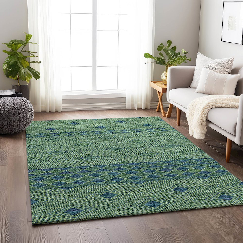 Premium Machine Washable Mayfield  Green 5' x 7'6" Rug. Picture 5