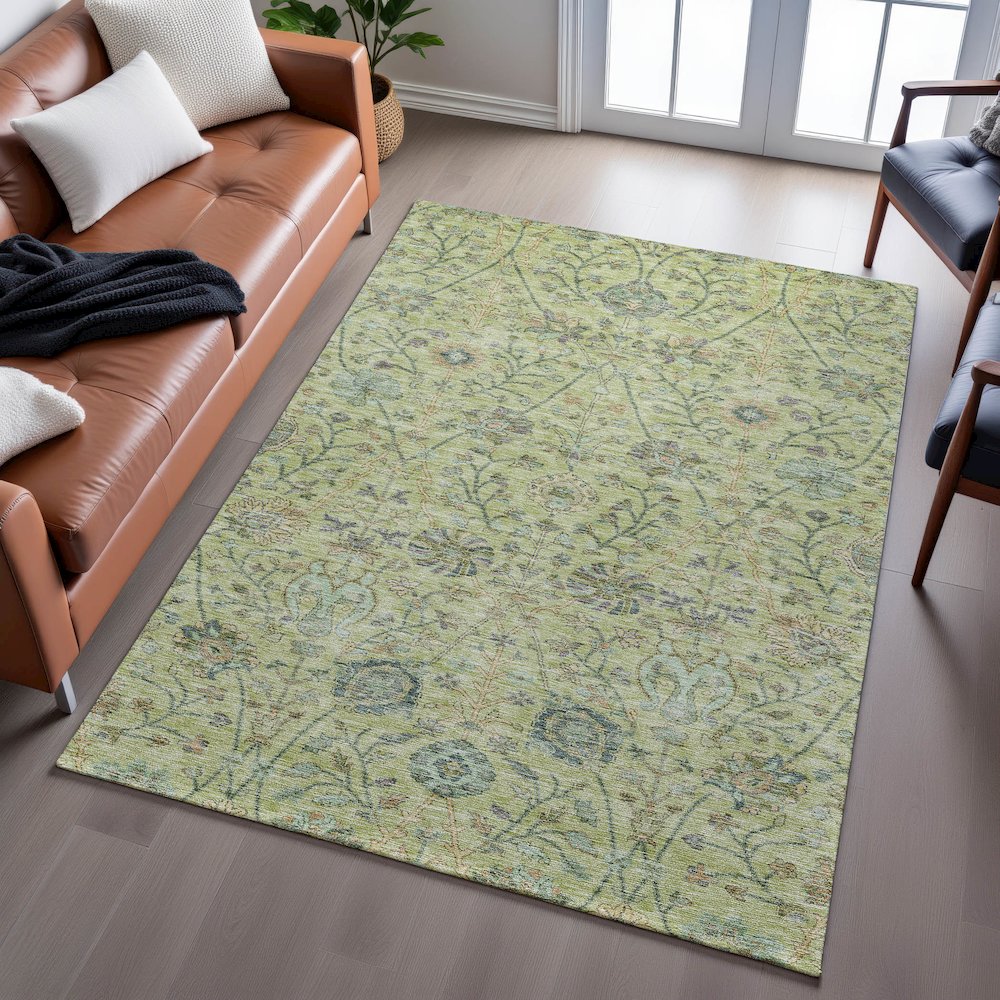 Premium Machine Washable Mayfield AMF1087 Mint 5' x 7'6" Rug. Picture 6