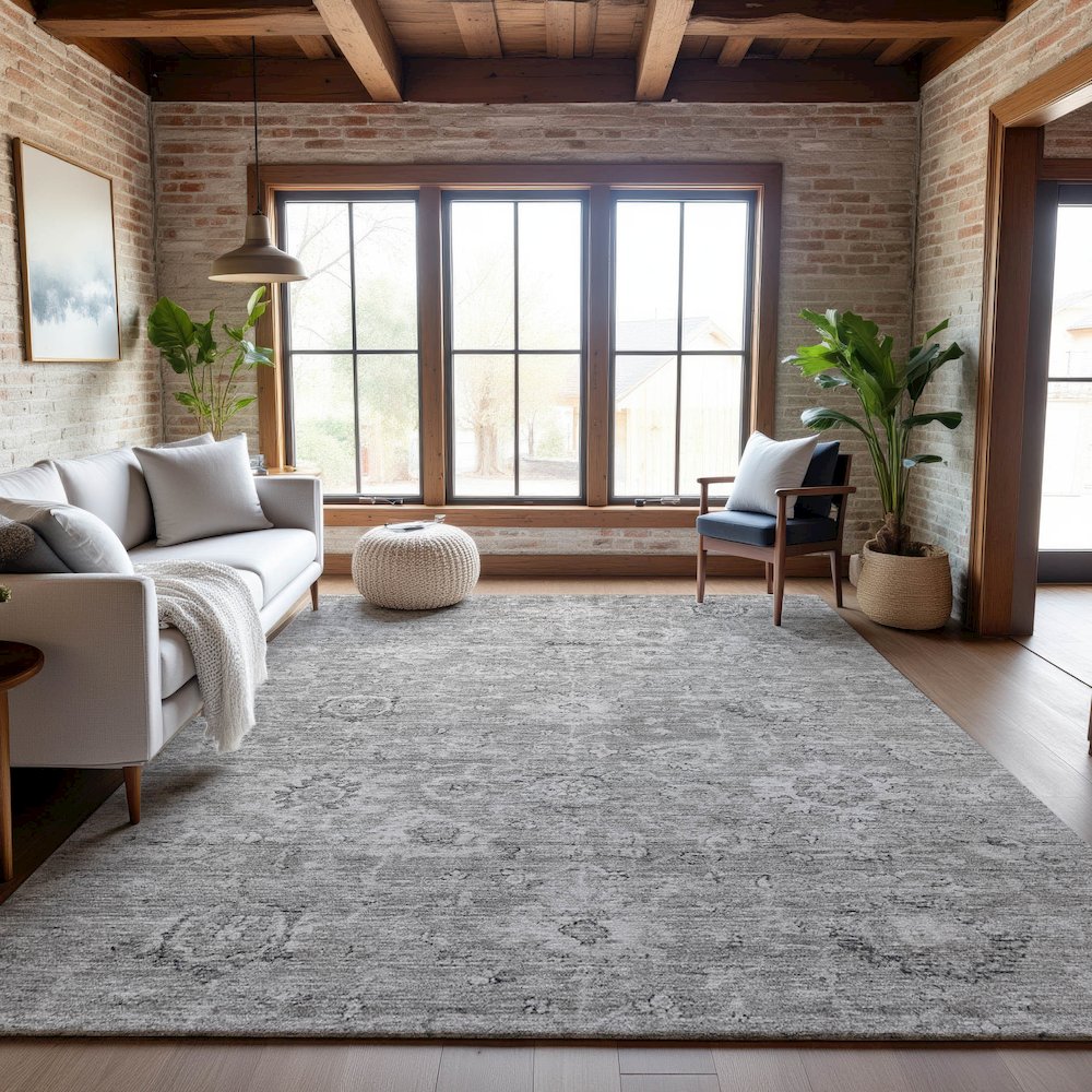 Premium Machine Washable Mayfield AMF1089 Gray 5' x 7'6" Rug. Picture 5