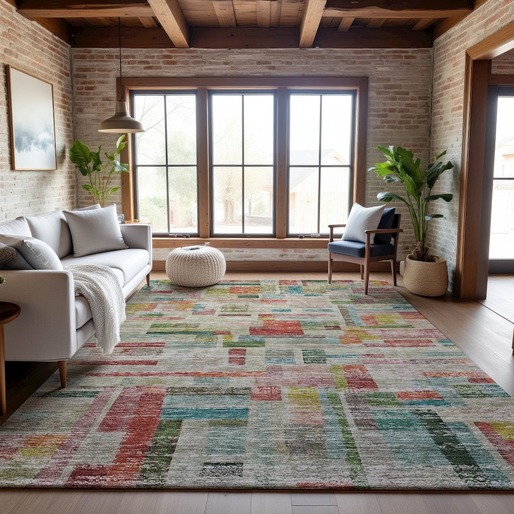 Premium Machine Washable Mayfield AMF1090 Paprika 5' x 7'6" Rug. Picture 5