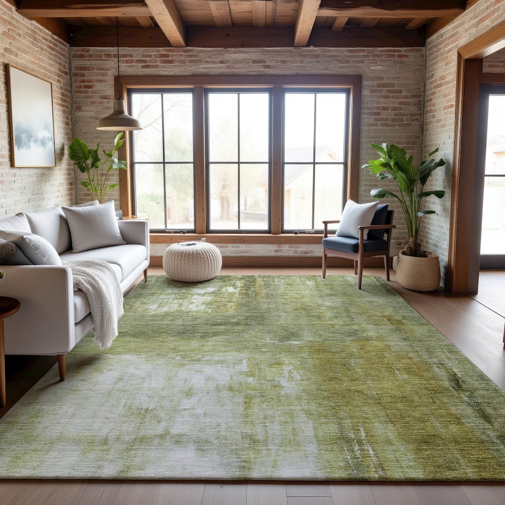 Premium Machine Washable Mayfield AMF1095 Sage 5' x 7'6" Rug. Picture 5