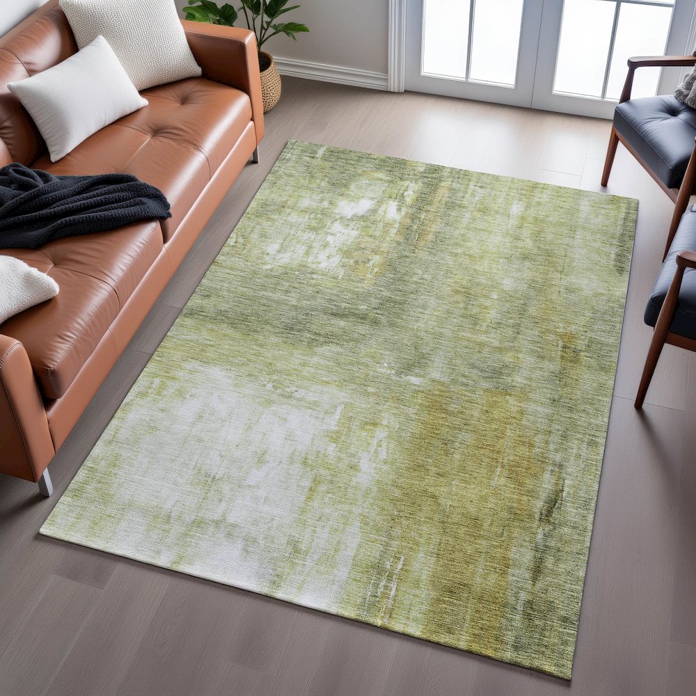 Premium Machine Washable Mayfield AMF1095 Sage 5' x 7'6" Rug. Picture 6