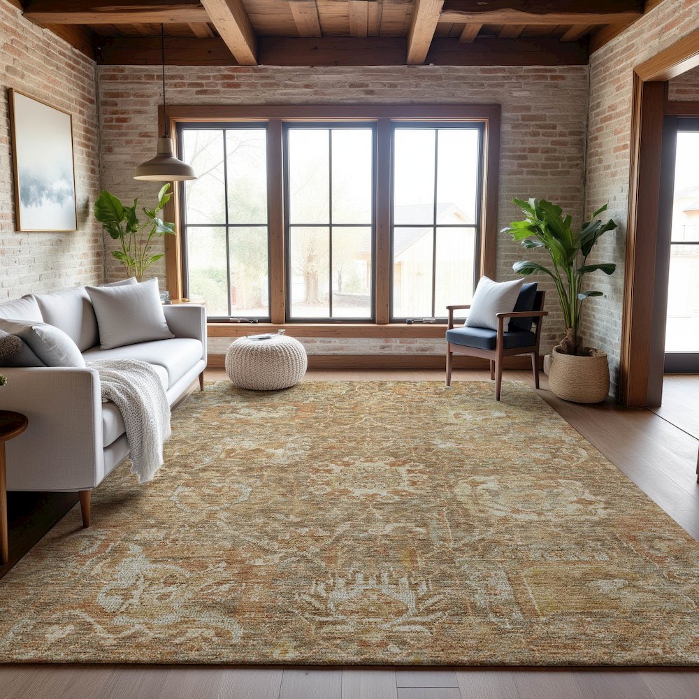 Premium Machine Washable Mayfield AMF1101 Khaki 5' x 7'6" Rug. Picture 5