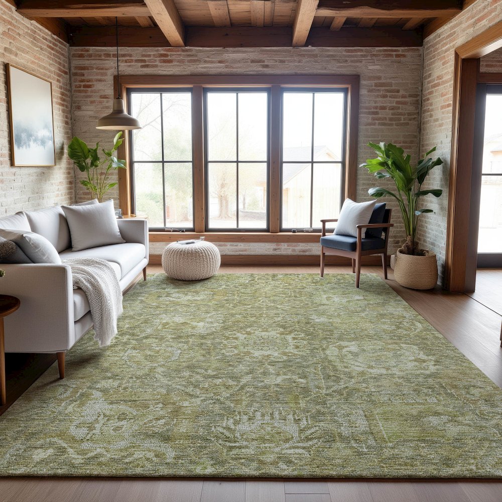Premium Machine Washable Mayfield AMF1101 Sage 5' x 7'6" Rug. Picture 5