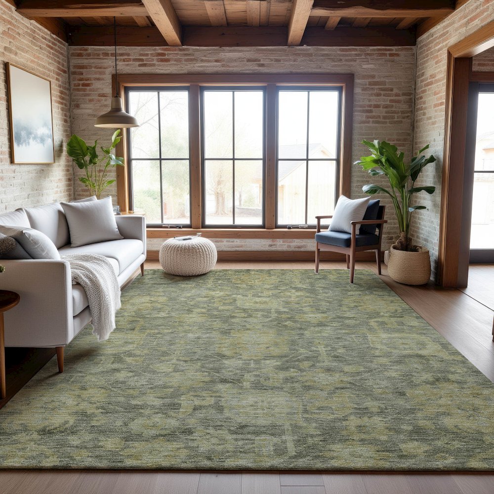 Premium Machine Washable Mayfield AMF1105 Sage 5' x 7'6" Rug. Picture 5
