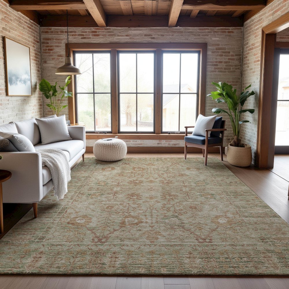 Premium Machine Washable Mayfield AMF1106 Beige 5' x 7'6" Rug. Picture 5