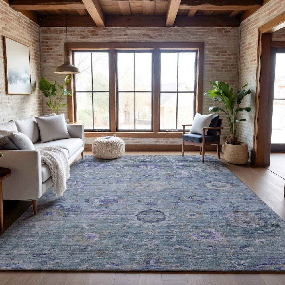 Premium Machine Washable Mayfield AMF1107 Sky 5' x 7'6" Rug. Picture 5