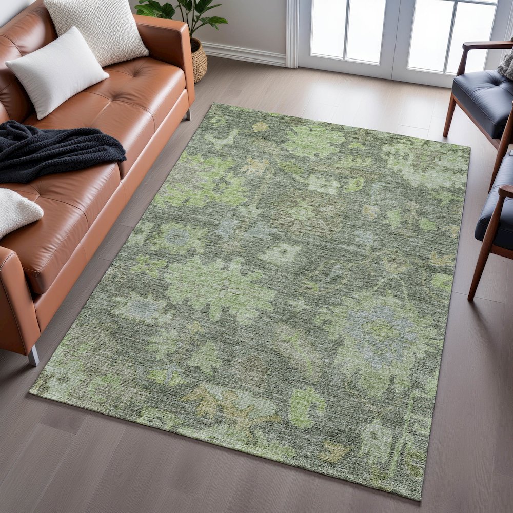 Premium Machine Washable Mayfield AMF1108 Fern 5' x 7'6" Rug. Picture 6