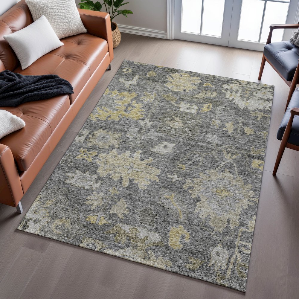 Premium Machine Washable Mayfield AMF1108 Gray 5' x 7'6" Rug. Picture 6