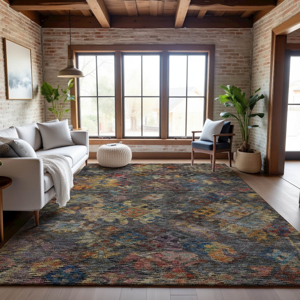 Premium Machine Washable Mayfield AMF1109 Gray 5' x 7'6" Rug. Picture 5