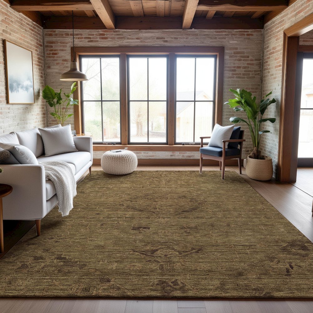Premium Machine Washable Mayfield AMF1111 Brown 5' x 7'6" Rug. Picture 5