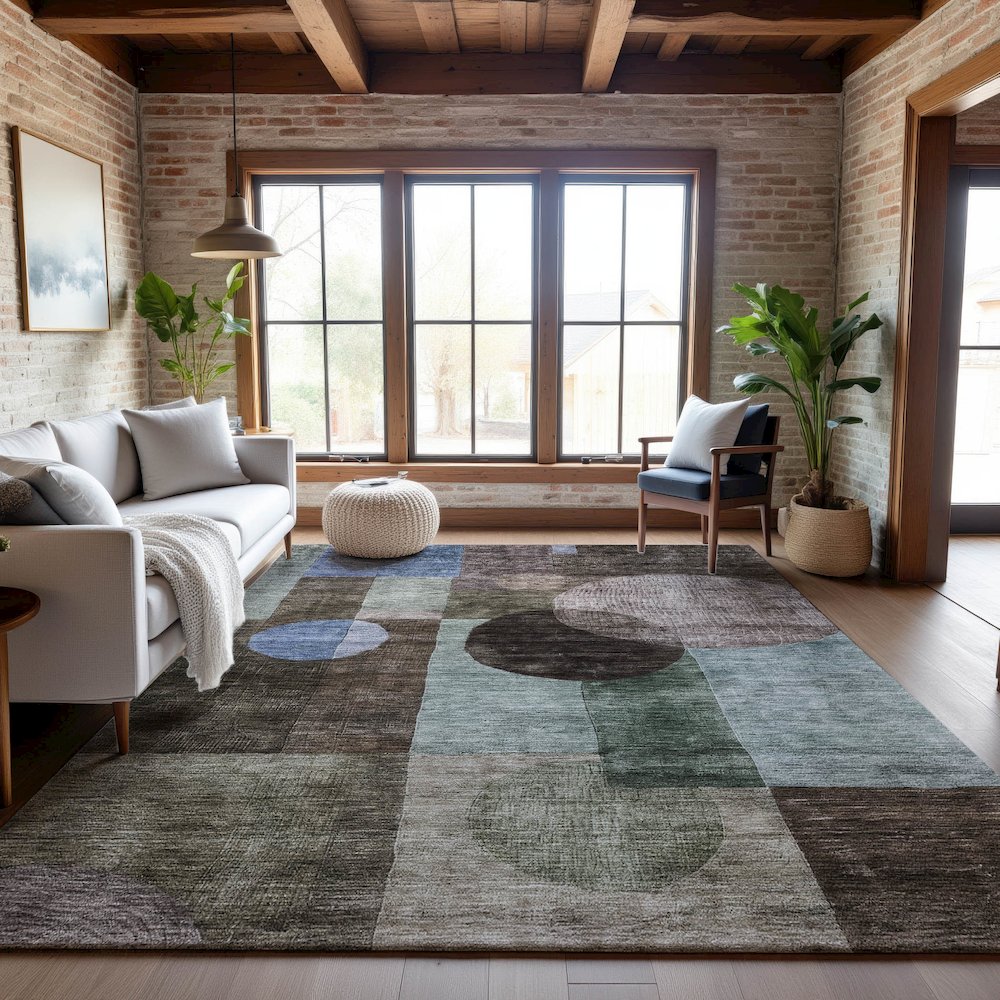 Premium Machine Washable Mayfield AMF1114 Brown 5' x 7'6" Rug. Picture 5