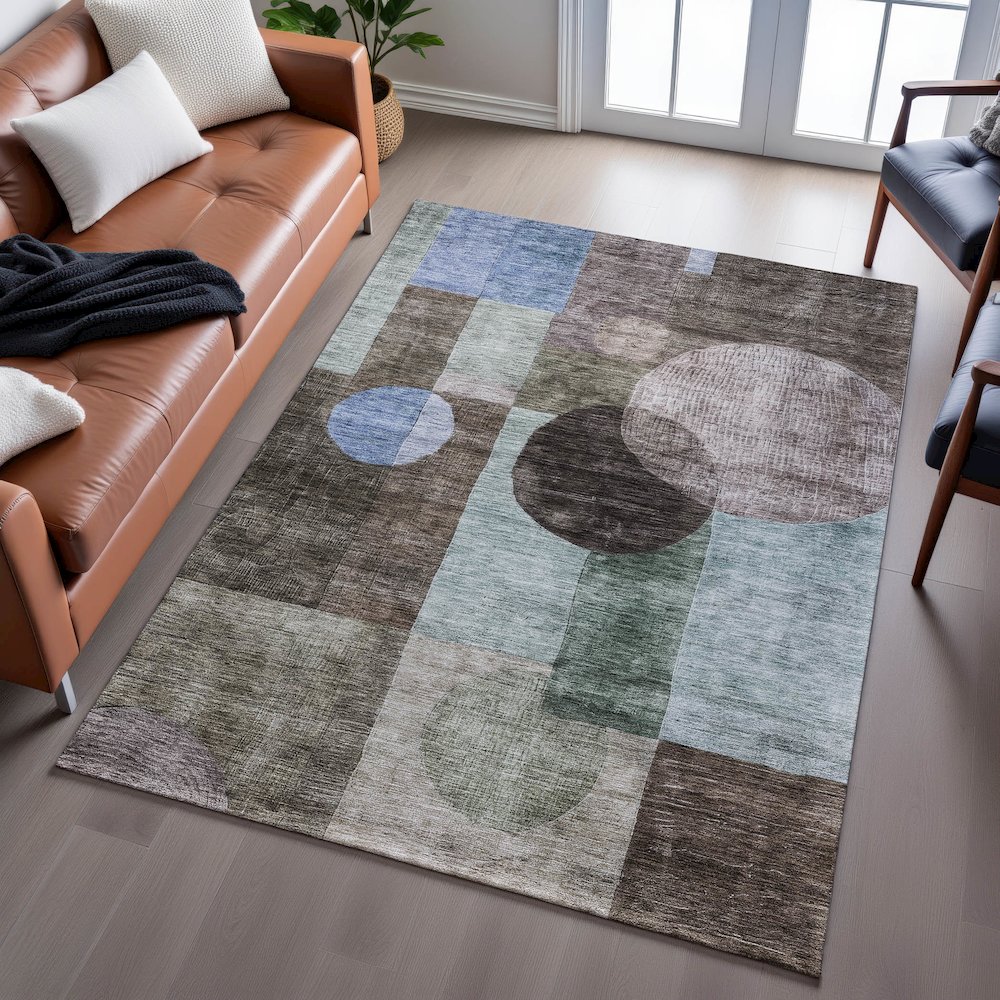 Premium Machine Washable Mayfield AMF1114 Brown 5' x 7'6" Rug. Picture 6