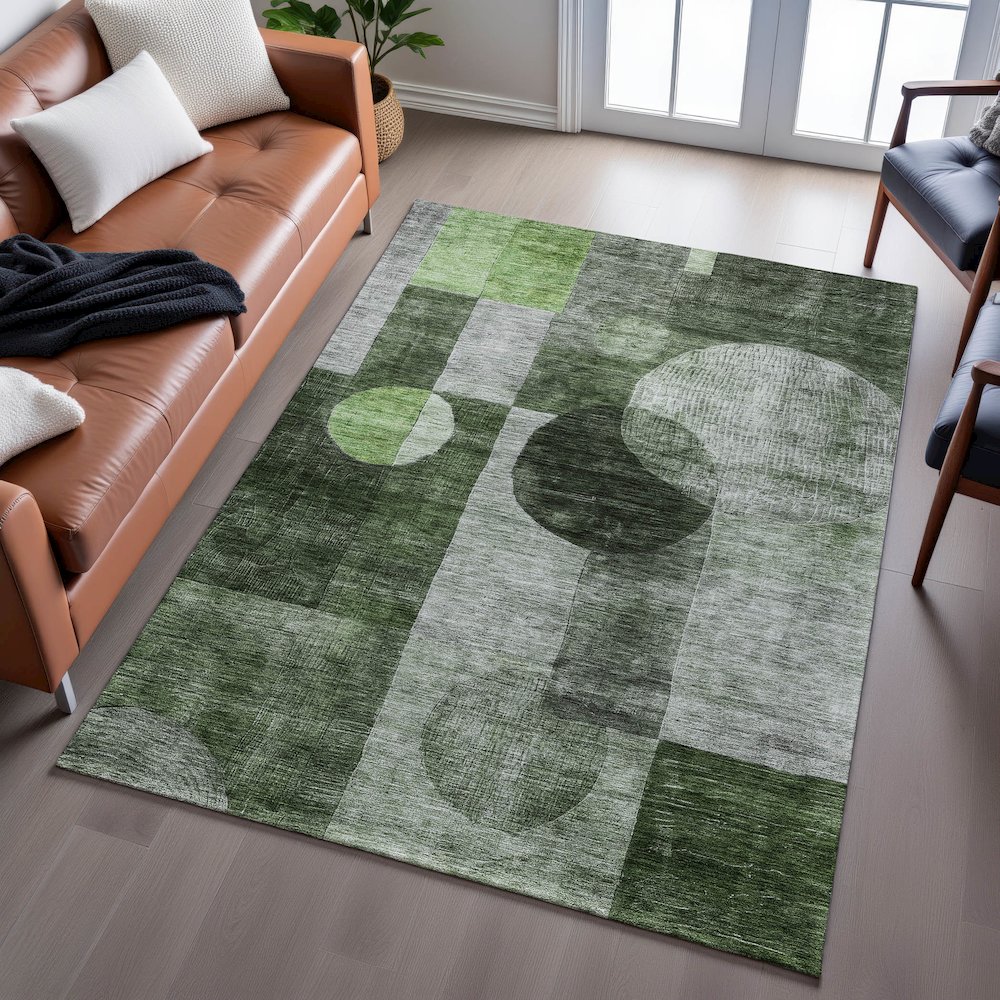 Premium Machine Washable Mayfield AMF1114 Fern 5' x 7'6" Rug. Picture 6