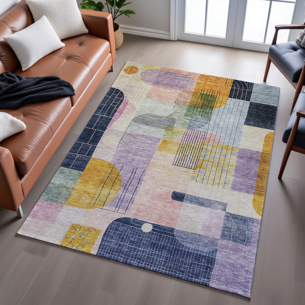 Premium Machine Washable Mayfield AMF1116 Plum 5' x 7'6" Rug. Picture 6
