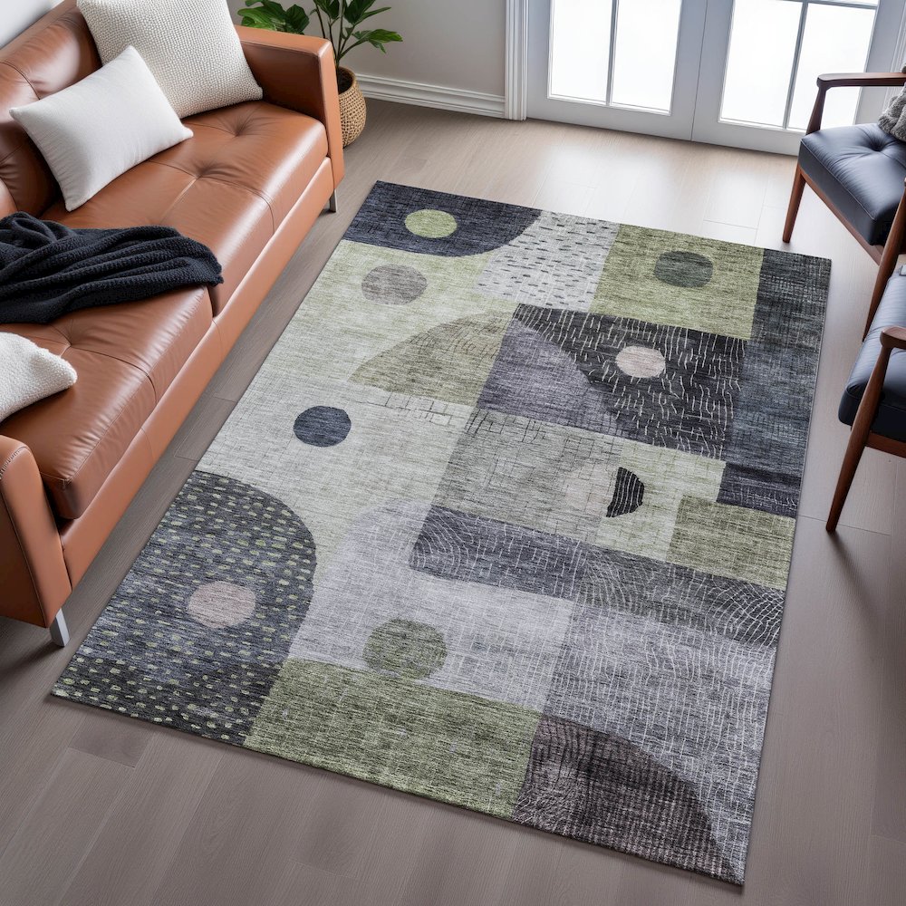 Premium Machine Washable Mayfield AMF1117 Aloe 5' x 7'6" Rug. Picture 6