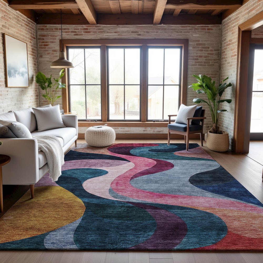 Premium Machine Washable Mayfield AMF1121 Green 5' x 7'6" Rug. Picture 5