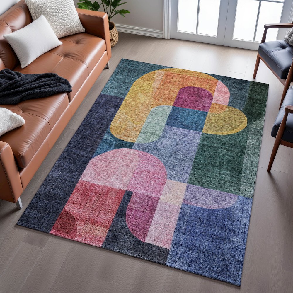 Premium Machine Washable Mayfield AMF1122 Green 5' x 7'6" Rug. Picture 6