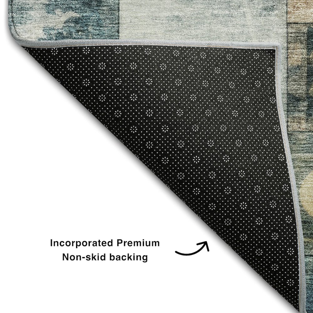 Premium Machine Washable Mayfield AMF1123 Teal 2'6" x 3'10" Rug. Picture 2