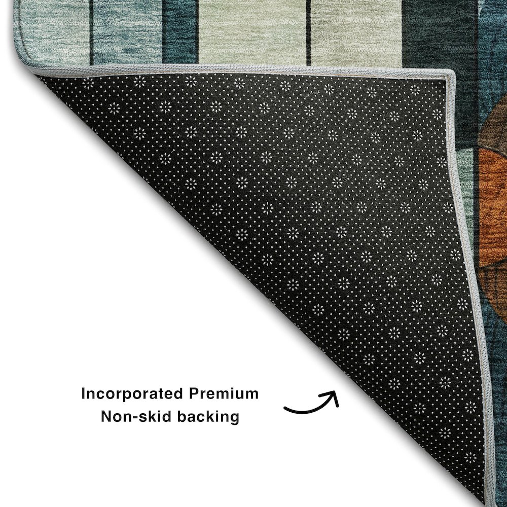 Premium Machine Washable Mayfield AMF1125 Blue 2'6" x 3'10" Rug. Picture 2