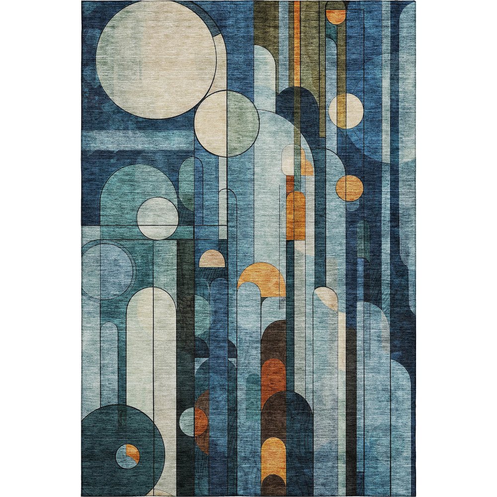 Premium Machine Washable Mayfield AMF1125 Blue 5' x 7'6" Rug. Picture 1