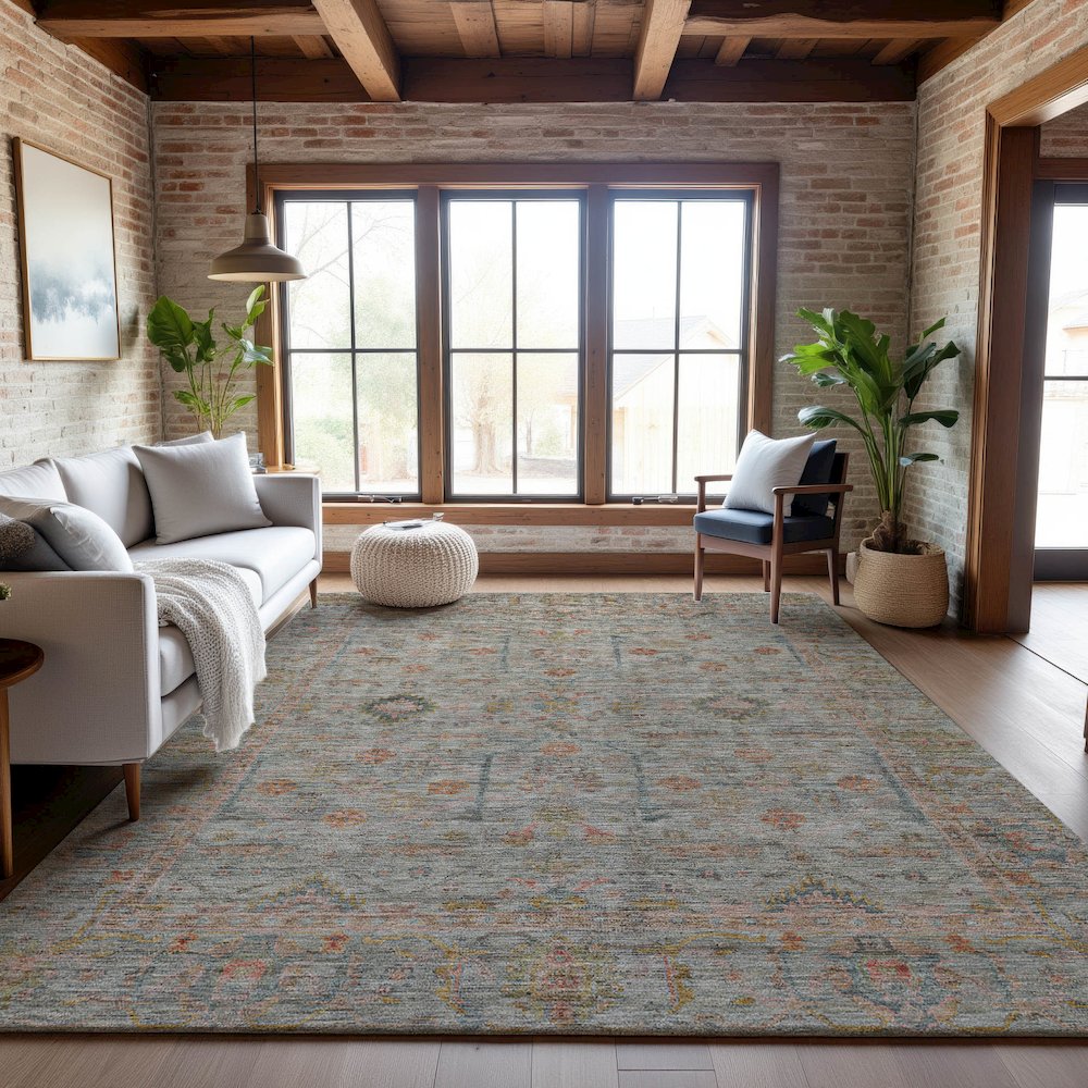 Premium Machine Washable Mayfield AMF1136 Taupe 5' x 7'6" Rug. Picture 5