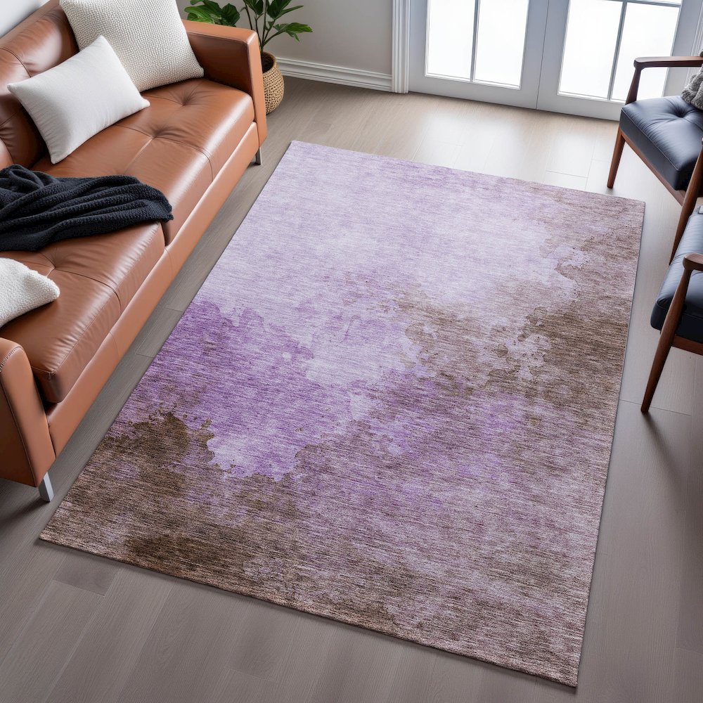 Premium Machine Washable Mayfield AMF1138 Lavender 5' x 7'6" Rug. Picture 6