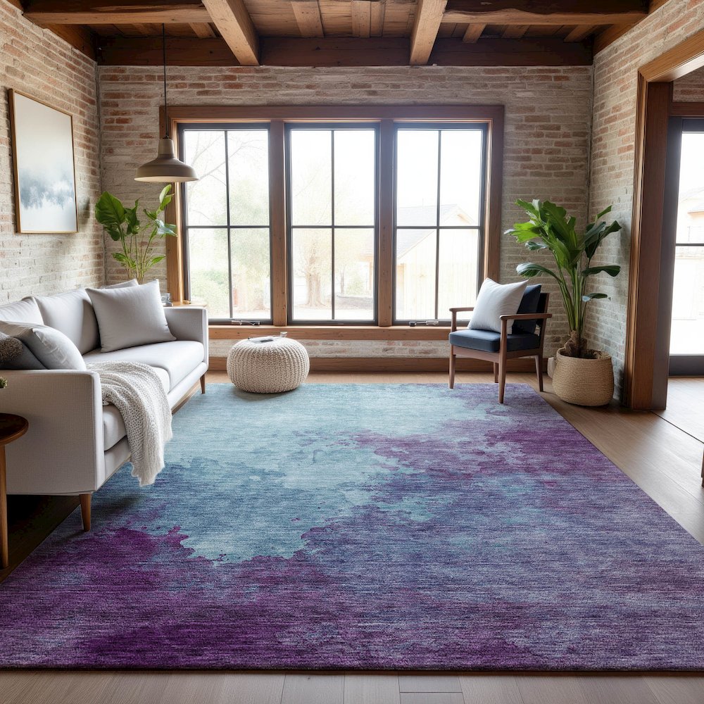 Premium Machine Washable Mayfield AMF1138 Sky 5' x 7'6" Rug. Picture 5