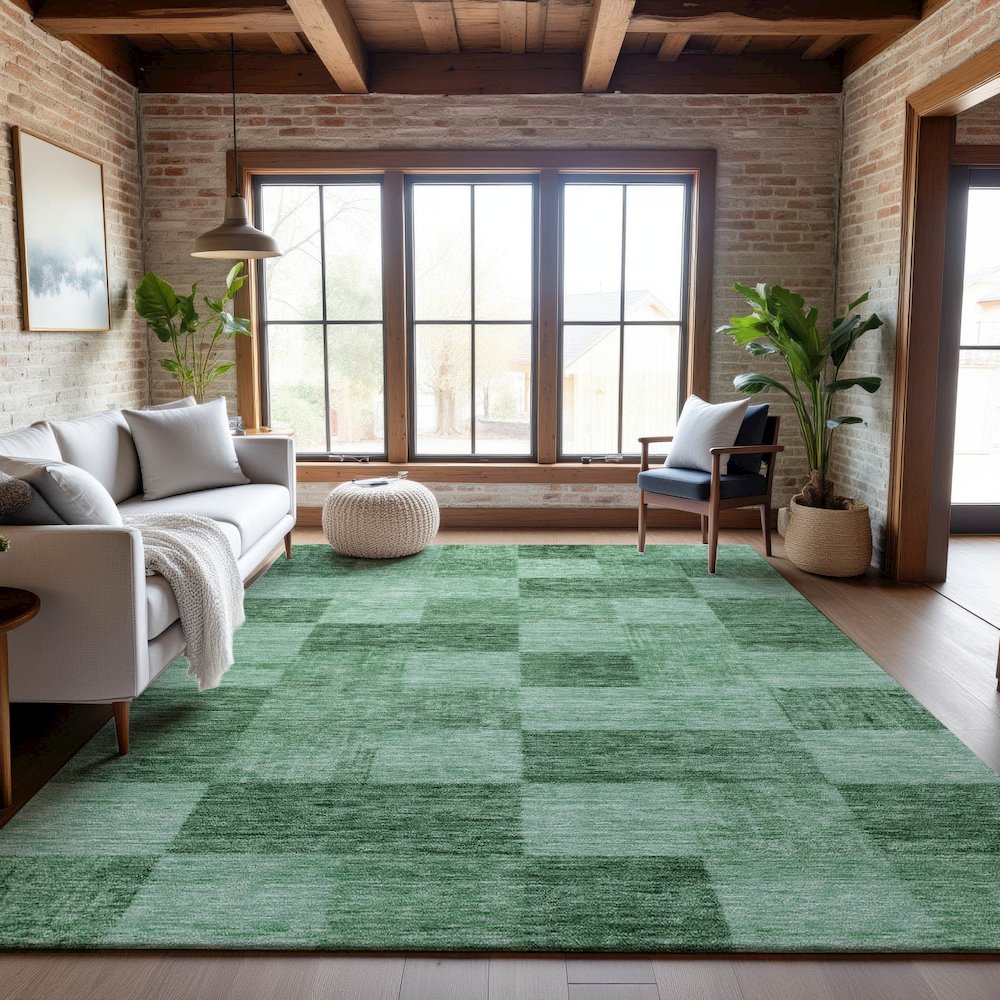 Premium Machine Washable Mayfield AMF1139 Green 5' x 7'6" Rug. Picture 5