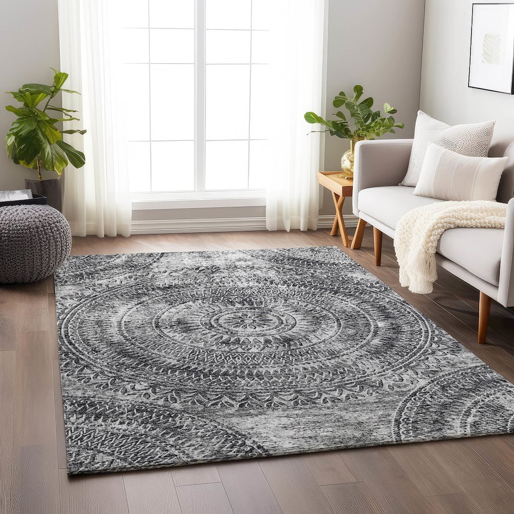 Premium Machine Washable Mayfield  Gray 5' x 7'6" Rug. Picture 5