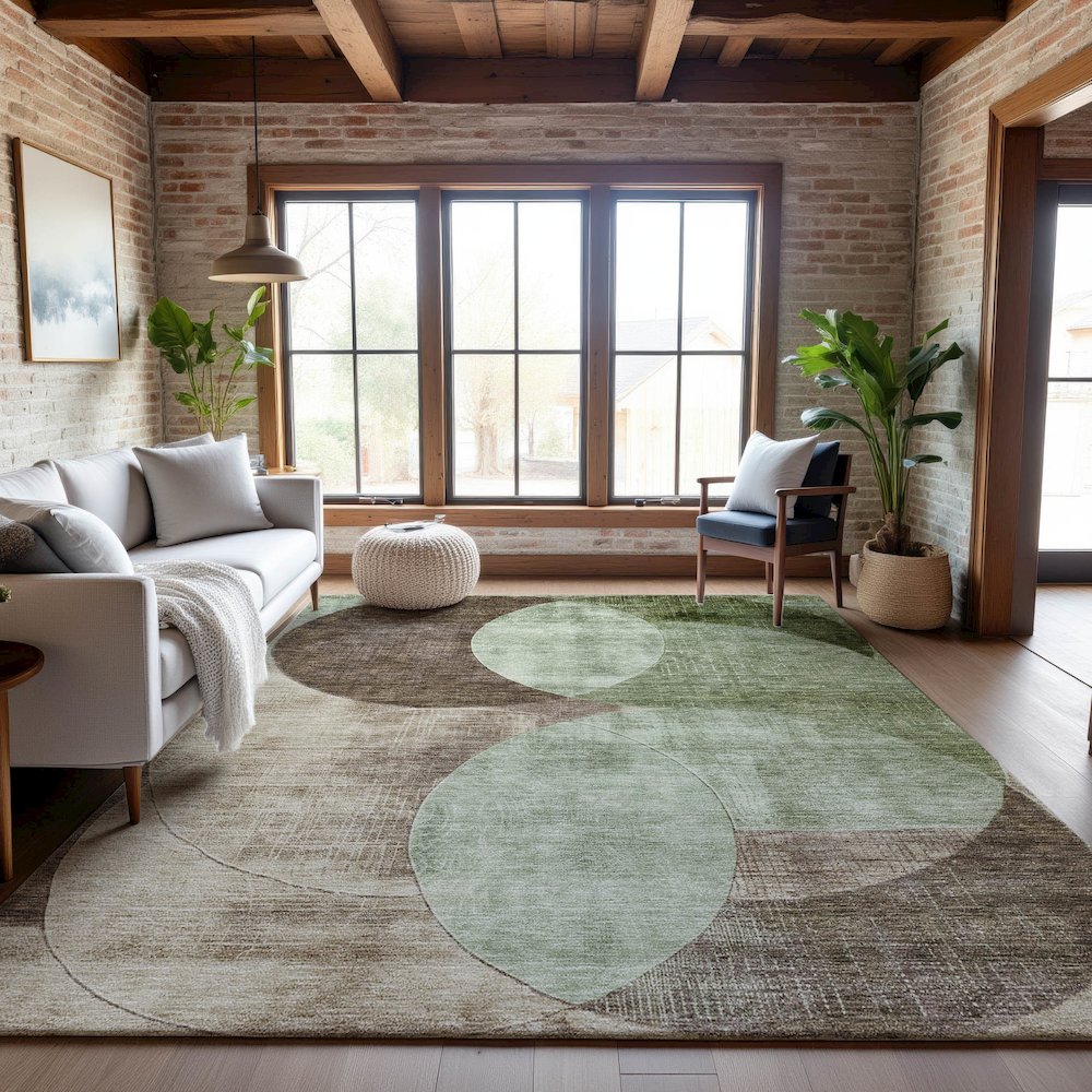 Premium Machine Washable Mayfield AMF1140 Aloe 5' x 7'6" Rug. Picture 5
