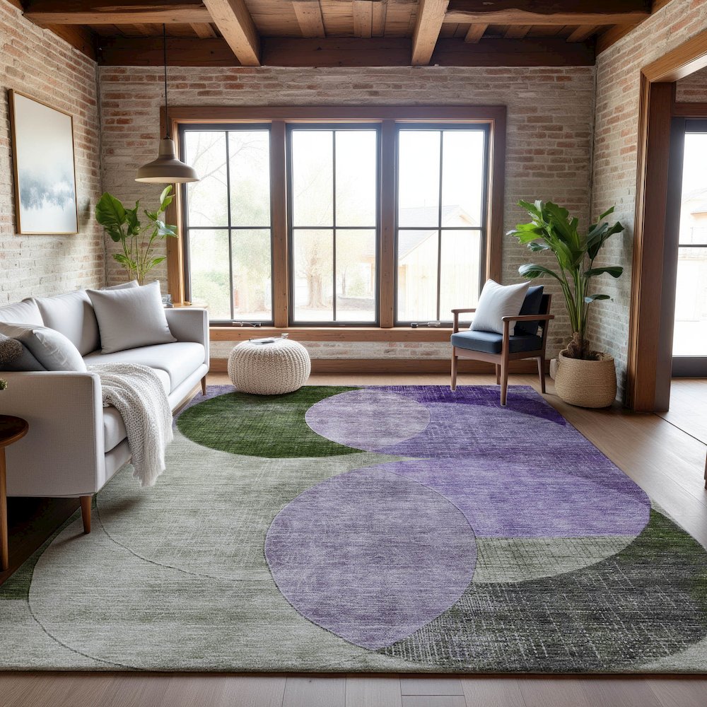 Premium Machine Washable Mayfield AMF1140 Lavender 5' x 7'6" Rug. Picture 5