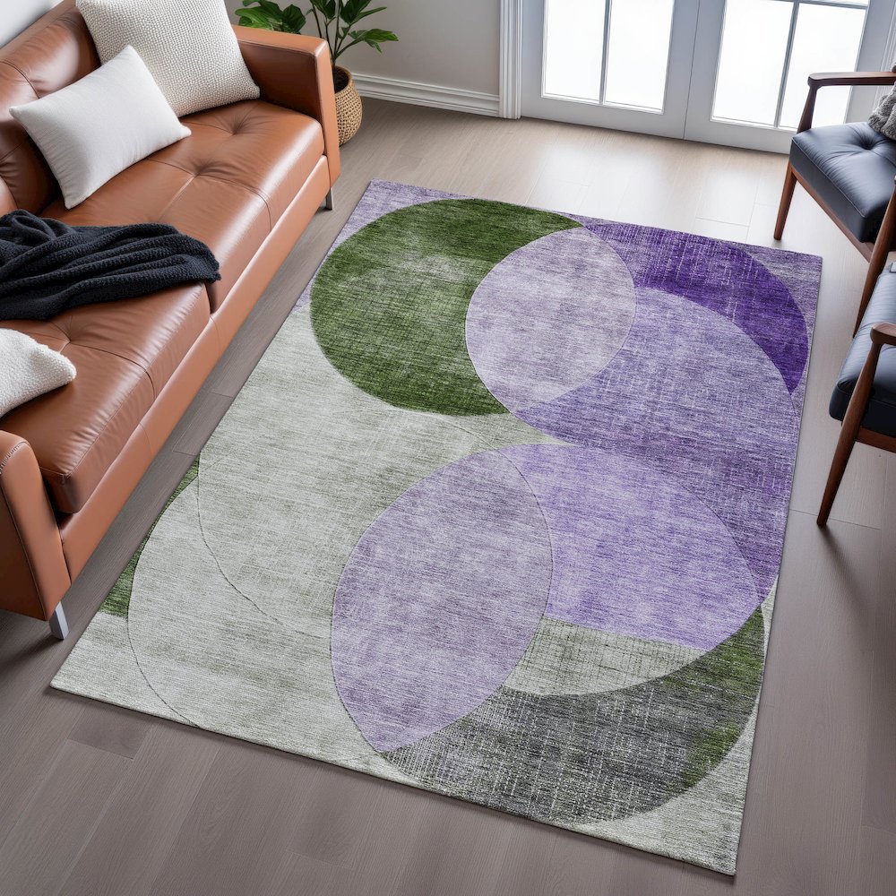 Premium Machine Washable Mayfield AMF1140 Lavender 5' x 7'6" Rug. Picture 6