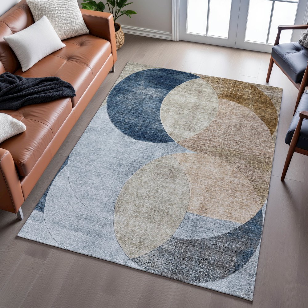 Premium Machine Washable Mayfield AMF1140 Sky 5' x 7'6" Rug. Picture 6