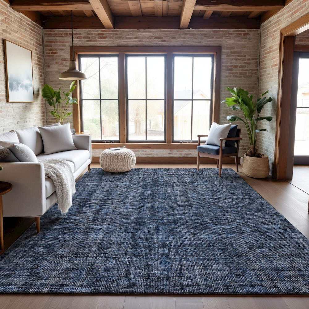 Premium Machine Washable Mayfield AMF1145 Blue 5' x 7'6" Rug. Picture 5