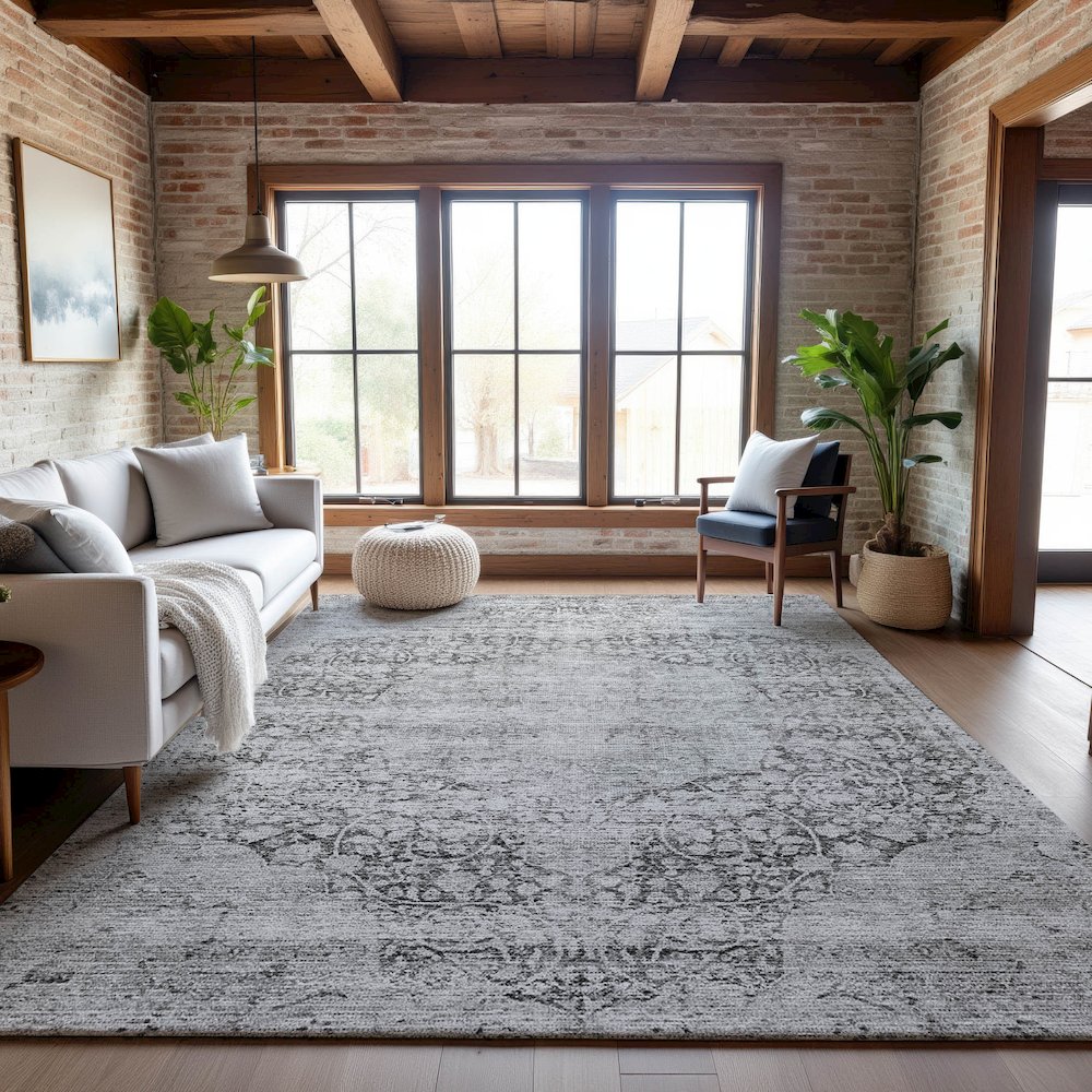 Premium Machine Washable Mayfield AMF1146 Gray 5' x 7'6" Rug. Picture 5