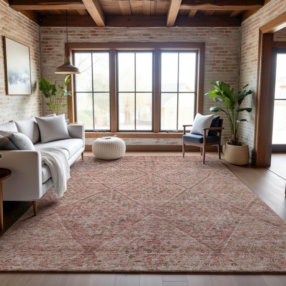 Premium Machine Washable Mayfield AMF1148 Pink 5' x 7'6" Rug. Picture 5