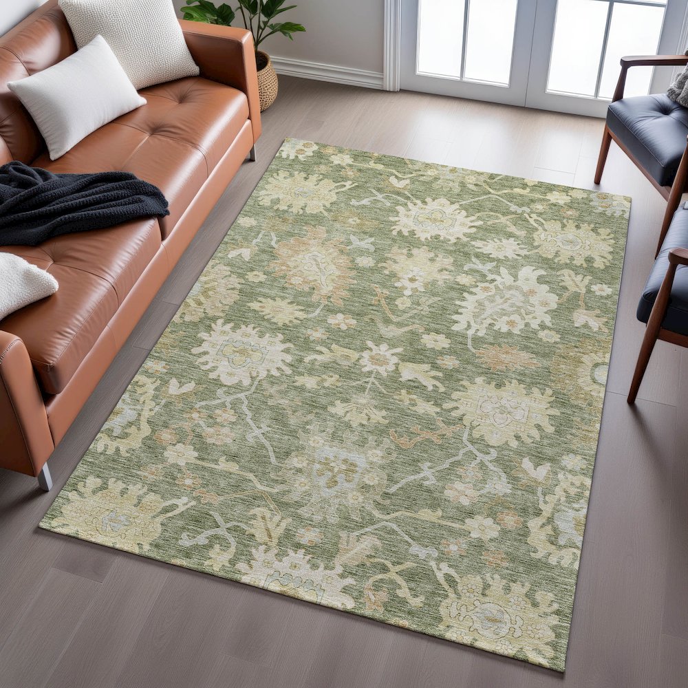 Premium Machine Washable Mayfield AMF1150 Aloe 5' x 7'6" Rug. Picture 6
