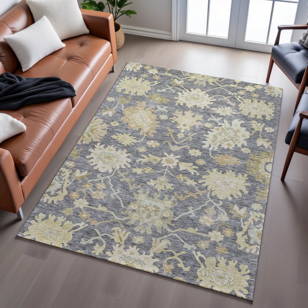 Premium Machine Washable Mayfield AMF1150 Gray 5' x 7'6" Rug. Picture 6