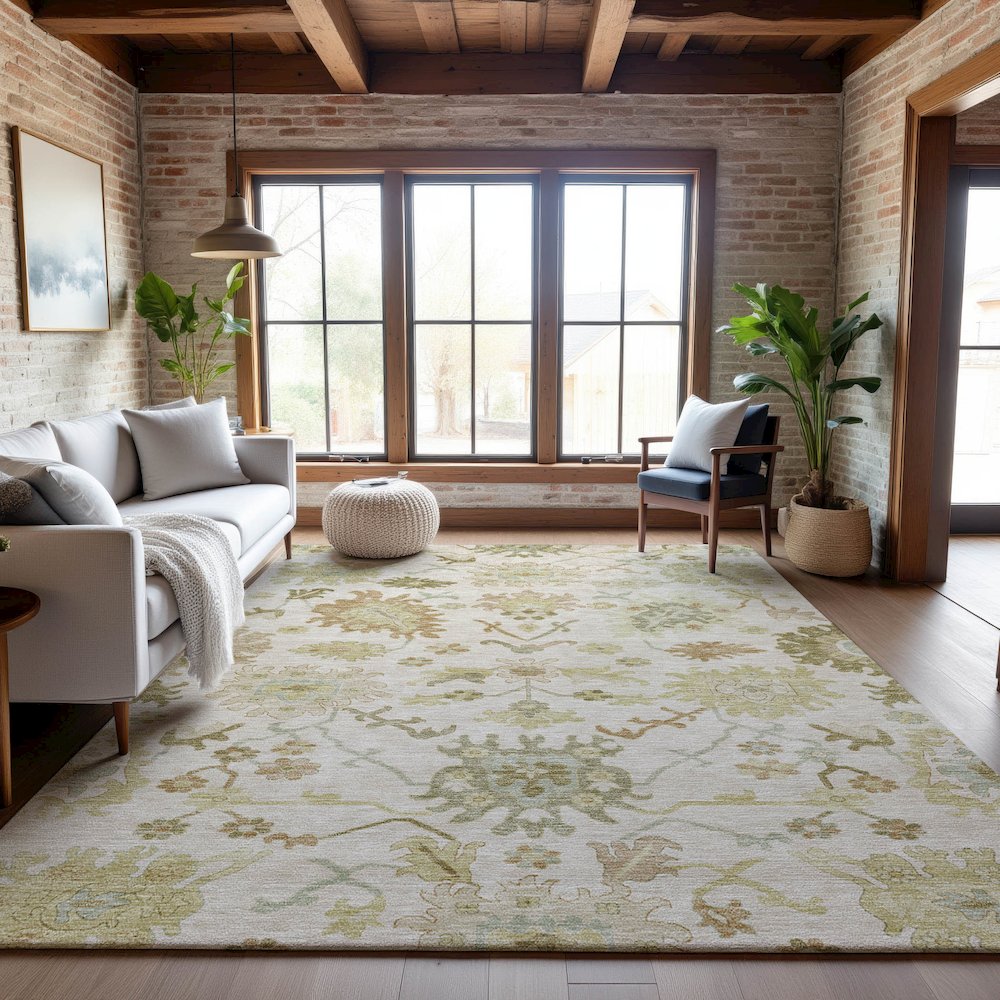 Premium Machine Washable Mayfield AMF1150 Ivory 5' x 7'6" Rug. Picture 5
