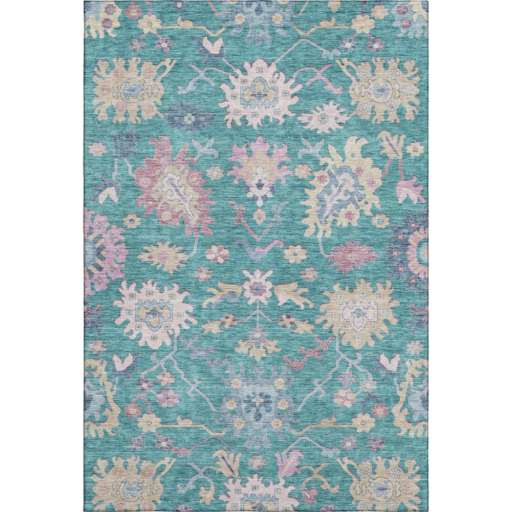 Premium Machine Washable Mayfield AMF1154 Teal 5' x 7'6" Rug. Picture 1