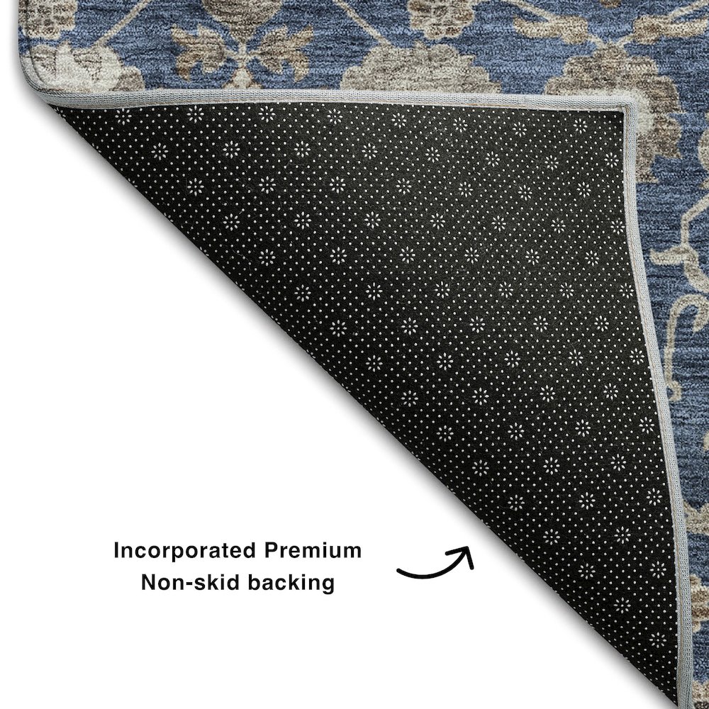 Premium Machine Washable Mayfield AMF1155 Navy 2'6" x 3'10" Rug. Picture 2