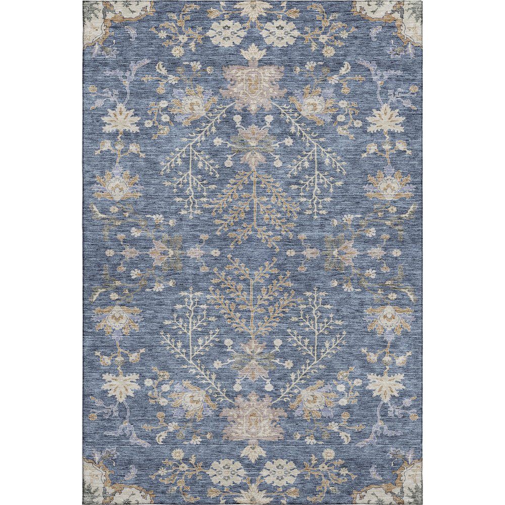 Premium Machine Washable Mayfield AMF1156 Blue 5' x 7'6" Rug. Picture 1