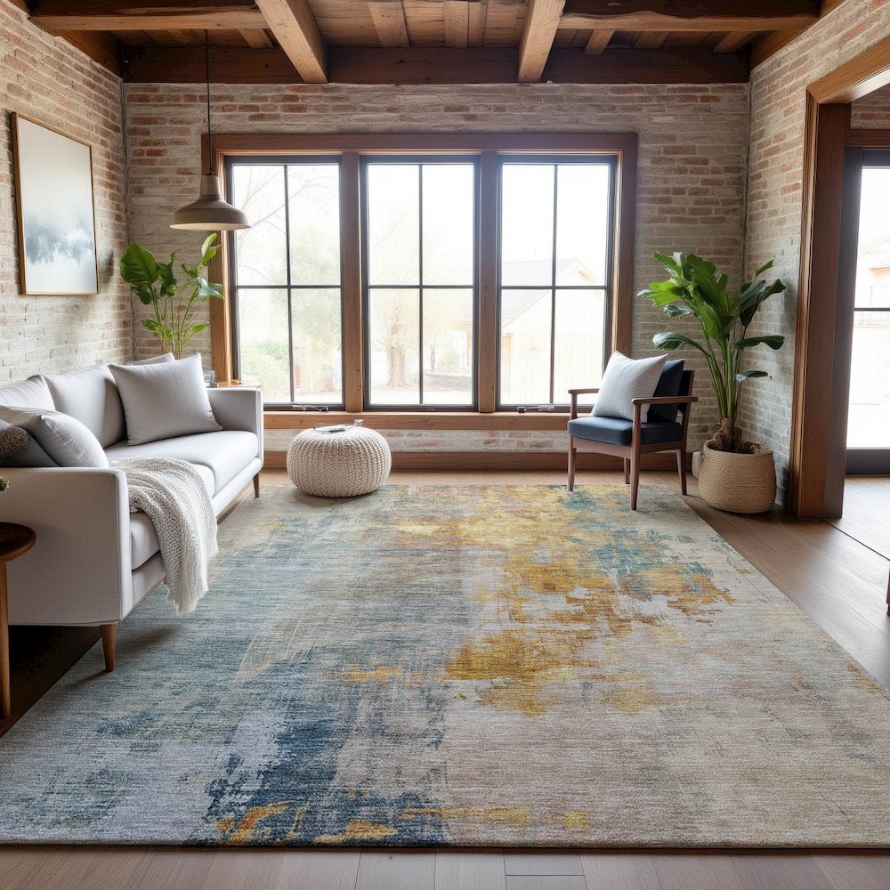 Premium Machine Washable Mayfield AMF1160 Linen 5' x 7'6" Rug. Picture 5