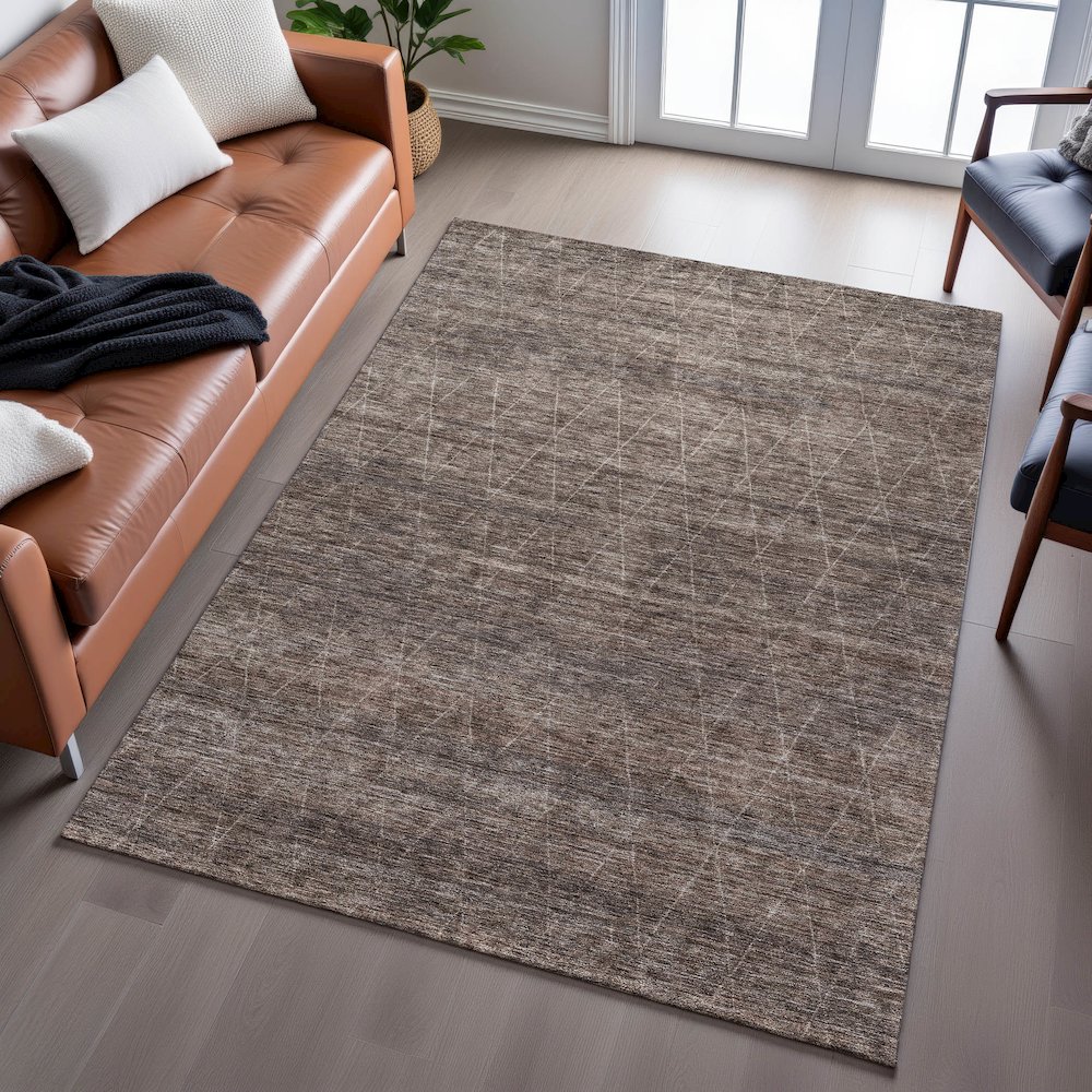 Premium Machine Washable Mayfield AMF1165 Coffee 5' x 7'6" Rug. Picture 6