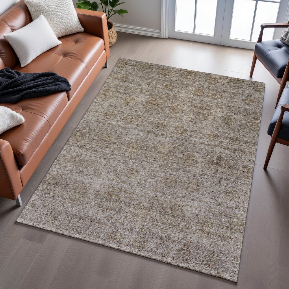 Premium Machine Washable Mayfield AMF1170 Brown 5' x 7'6" Rug. Picture 6