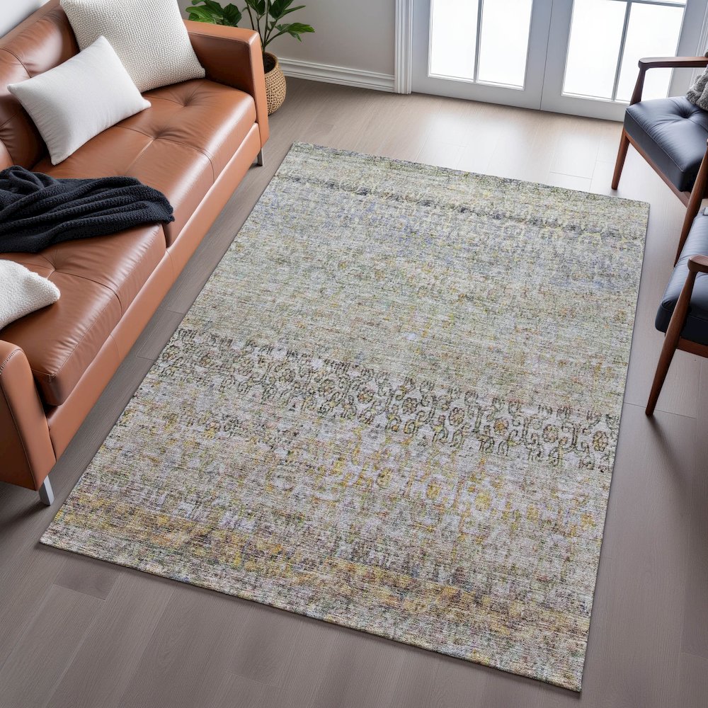 Premium Machine Washable Mayfield AMF1173 Seafoam 5' x 7'6" Rug. Picture 6