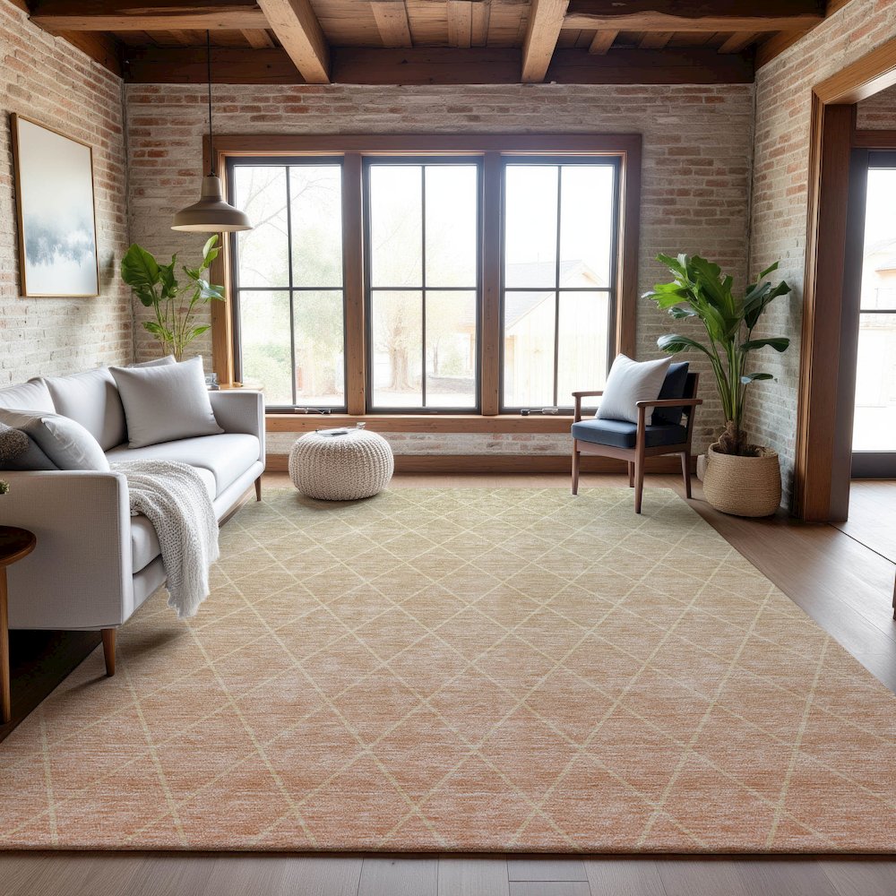 Premium Machine Washable Mayfield AMF1175 Salmon 5' x 7'6" Rug. Picture 5